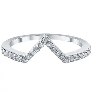 1/5Ct V Shape Curved Lab Grown Diamond Wedding Ring 10k White Gold