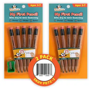 My First Pencil - 2 Pack-Natural Wood-Easy to Hold-With Sharpener