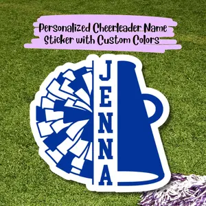 Personalized Cheerleader Name Sticker Vinyl Decal with Custom Colors for Cheer Team Gear 2 3 4 5 6 Inch Width