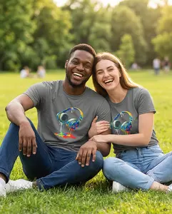 BLOD Loud Unstoppable Artistic Headphone Tee for Men Bold Design Loud Impact Unstoppable Energy Impactful Art - Menswear, Man