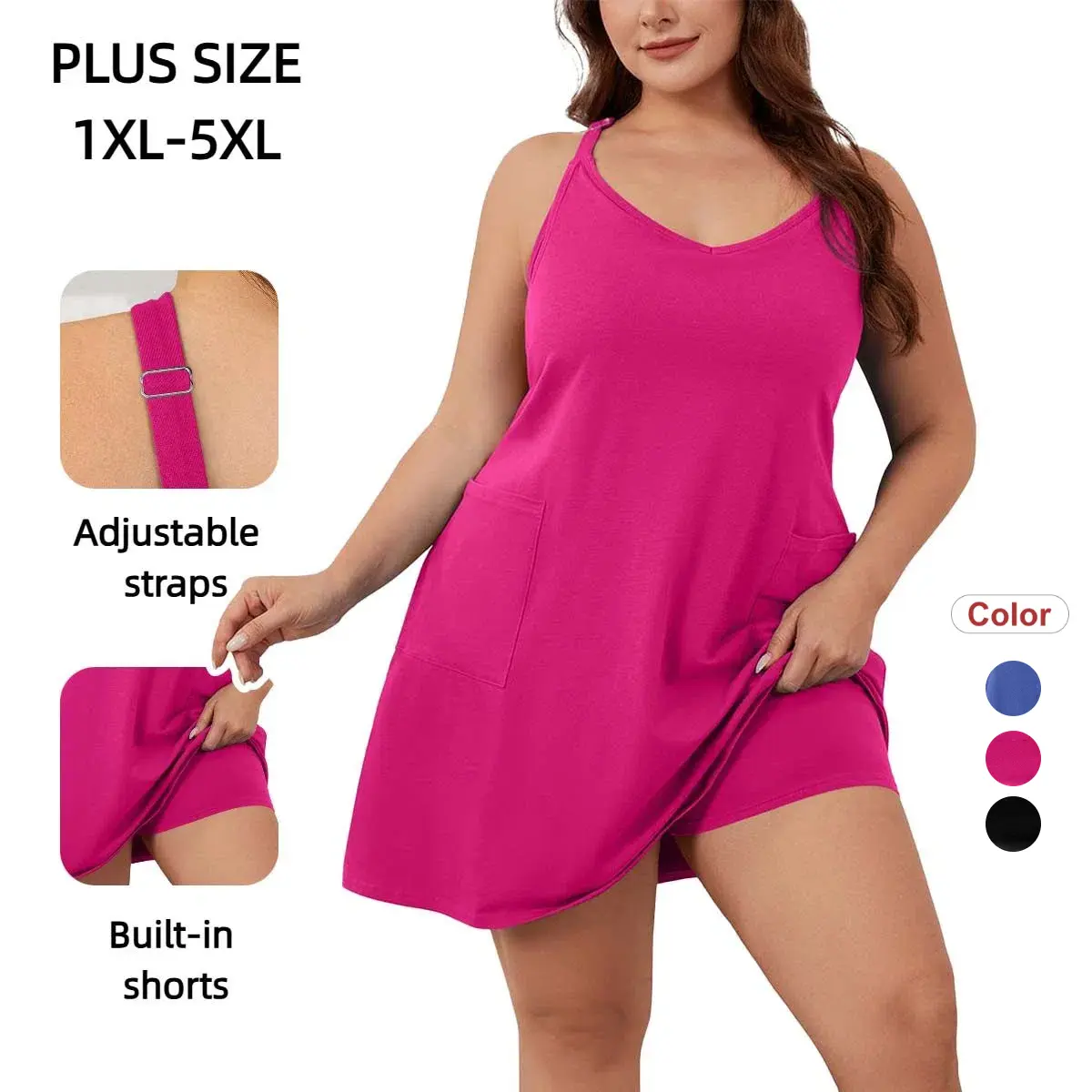 COOTRY Women's 【Plus Size】 Athletic Dress Summer Tennis Workout Active Sports Mini Romper Dress Built in Shorts Travel | plus size fashion | plus size outfits