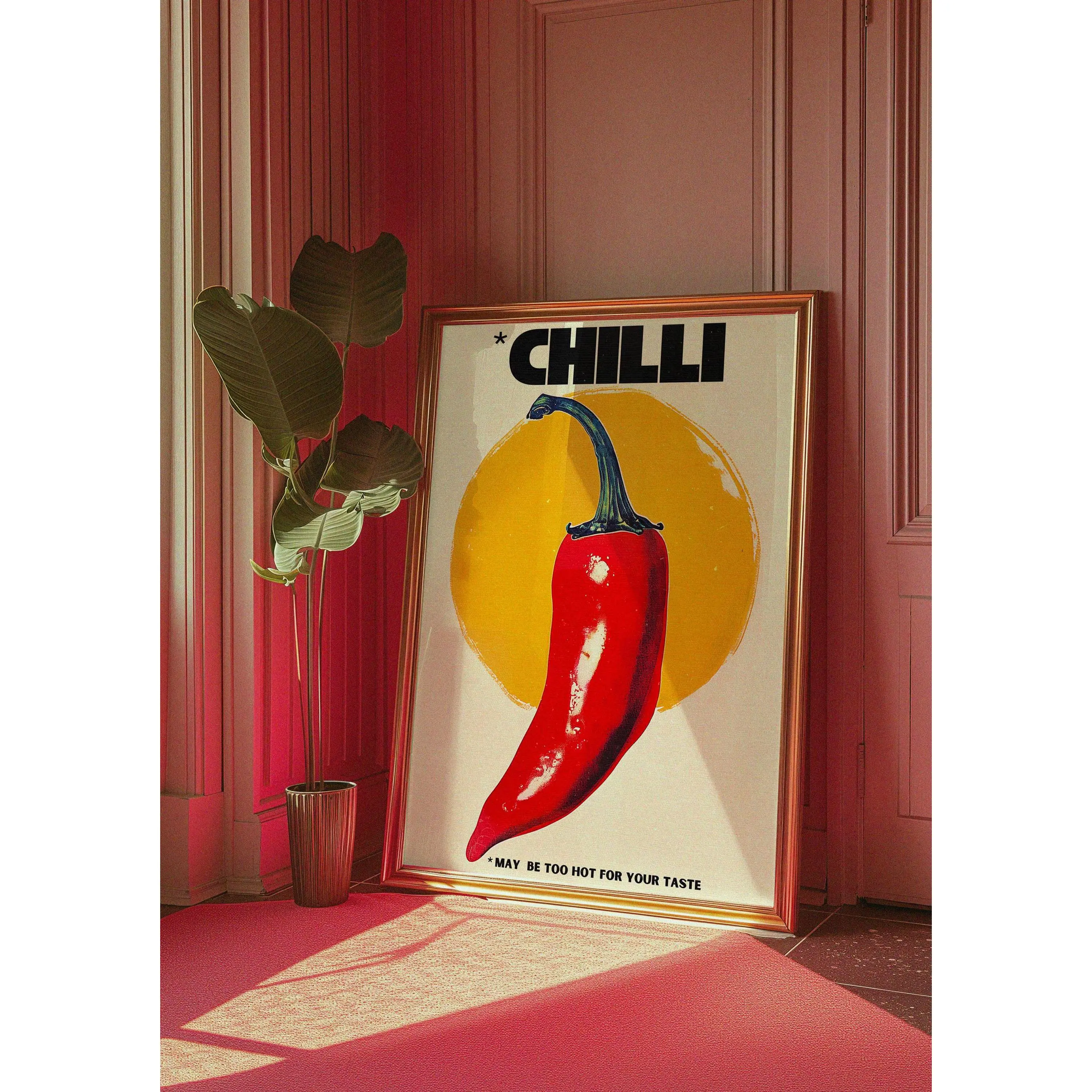 Chili Pepper Printed Poster, 1970s Retro Kitchen Wall Art, Colorful Food Decor for Dining Room, Cafe, Restaurant or Bar