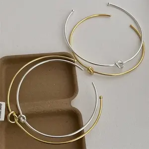 High Quality Hollow Out Knotted Open Adjustable Torques for Women Mujer  Plating Titanium Steel Chokers
