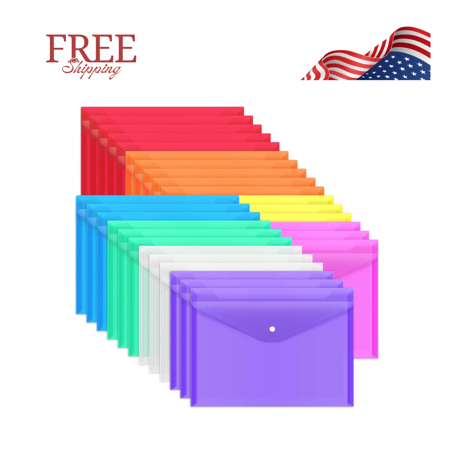 28pcs Plastic Envelopes, Folders for Documents, 8 Colors, A4 Size