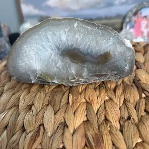 Gray and blue dyed agate slab