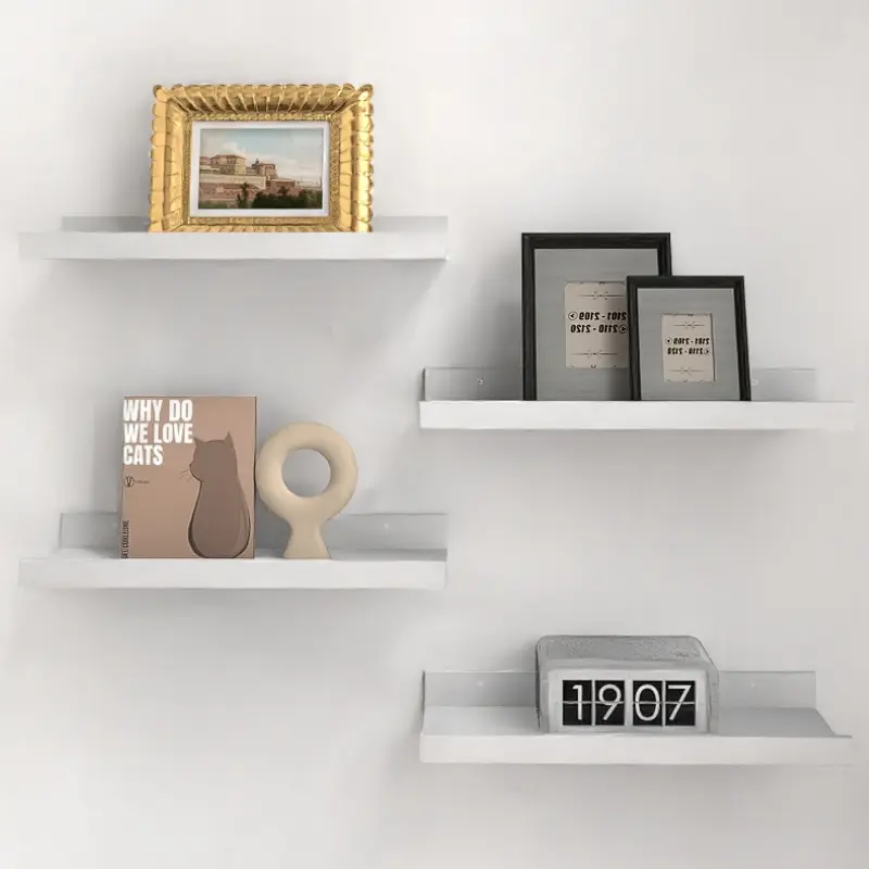 Wooden Floating Wall Mounted Shelves (4-Piece with Lip) - Space-Saving Wall Organizer, 15-20 Kg Load Capacity, Shelves for Bedroom, Home Storage & Decor for Living Room