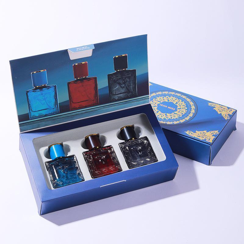3-Piece Men's Fragrance Cift Set:Ocean Breeze, Cedarwood & Amber Eau De Toilette, 3Oml Portable Perfume Bottles for Travel