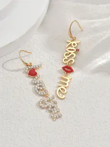 Unique Letter Design Love You Earrings, Asymmetrical Studs, Versatile Jewelry, Perfect Gift for Mother's Day, All-Season Fashion Accessory