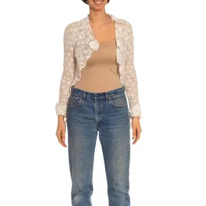 Victorian White Irish Crochet Jacket With Long Sleeves