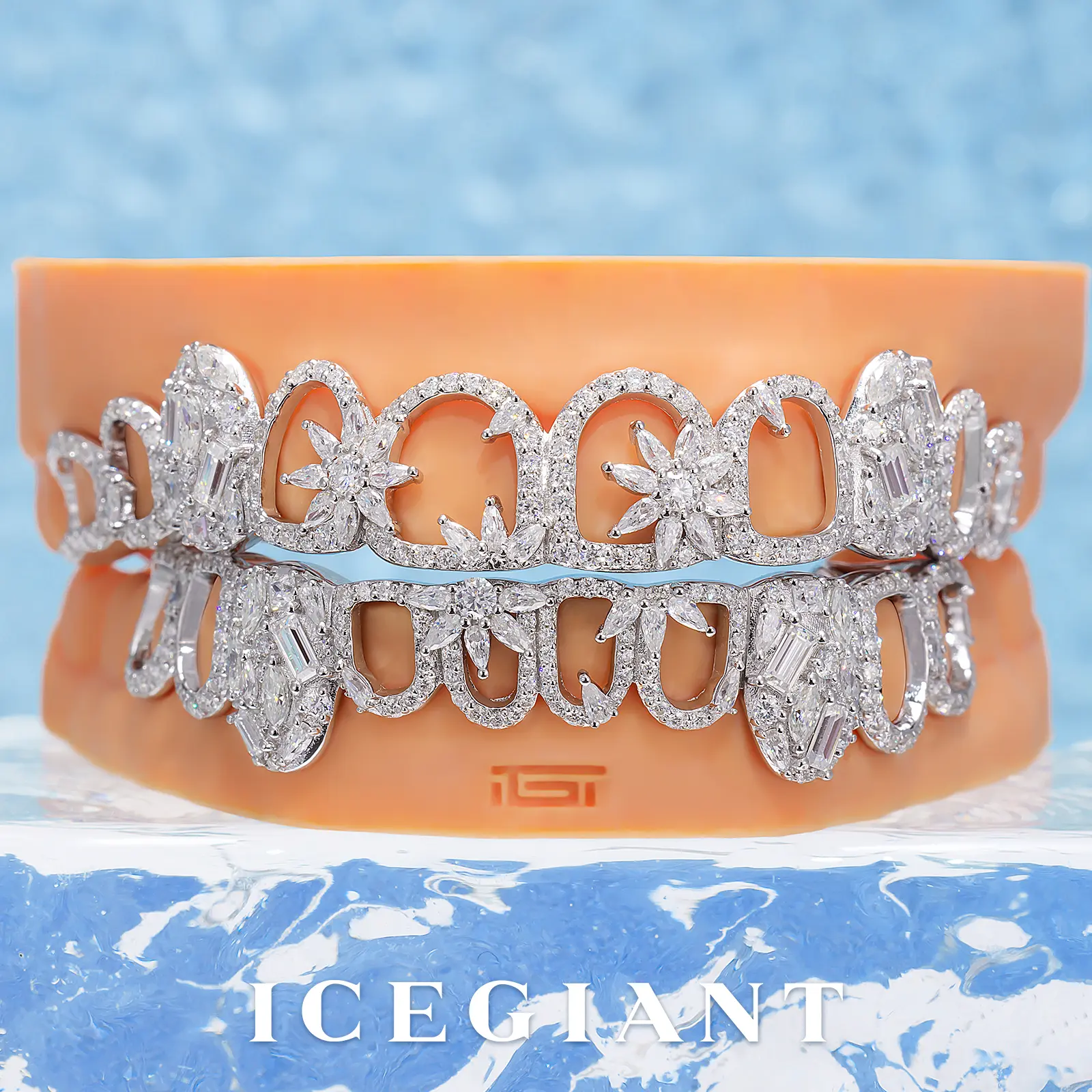 Mixed Cut Open Face Flower Moissanite Grillz