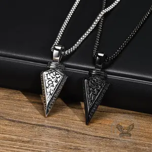 GTHIC Viking Spear Head  Shape Norse Pendant for Men and Women Birthday Gift Stainless Steel