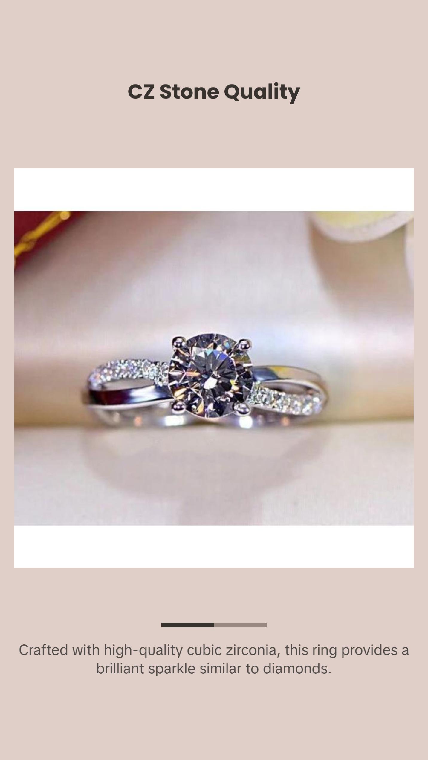 CZ Silver Engagement Ring