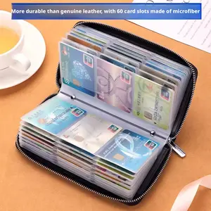 New multifunctional ID card holder for men and women, large-capacity, zipper, anti-demagnetization, driver's license card slot, integrated wallet