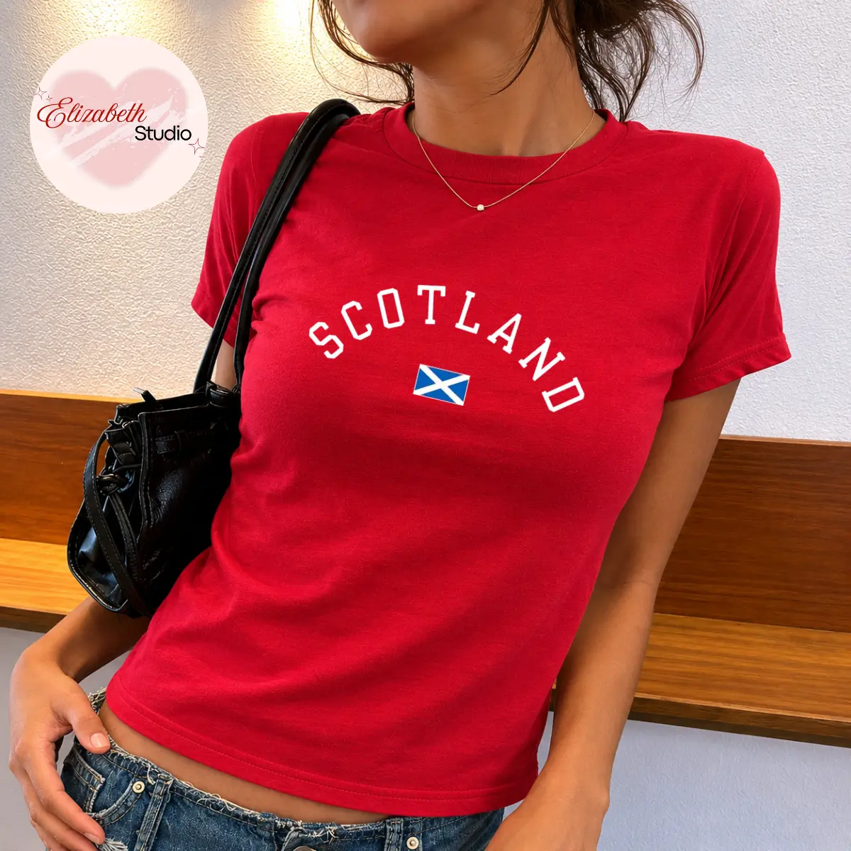 Scotland Flag Baby Tee, Scottish Pride Graphic Shirt, Scotland Heritage Tee, St Andrew Cross Country Pride Shirt for Women