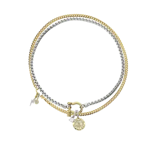 HERRADURA CLIP ON EVIL EYE LAYERED NECKLACE SET