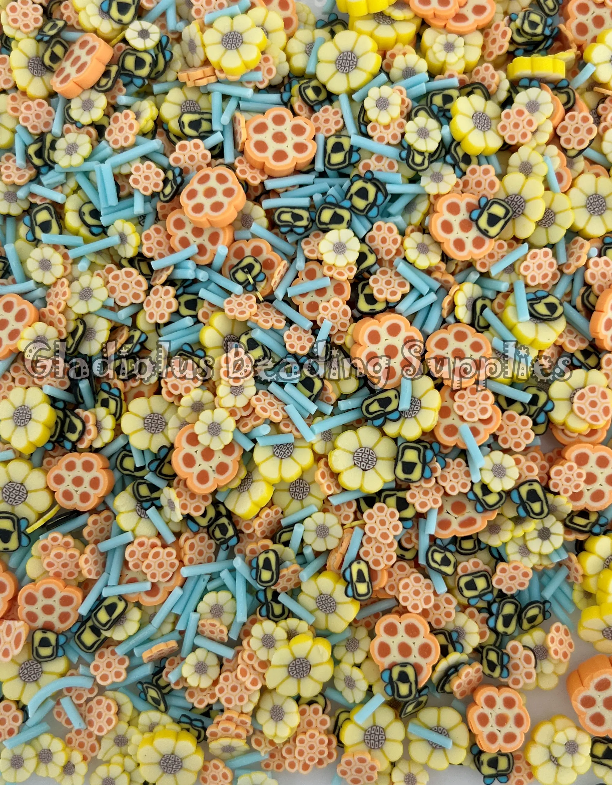 Sunflower Clay Slices, Non-Edible Sprinkle Mix, Polymer Clay, Fake Sprinkles, Nail Art Supplies, Shaker Mix, Bee Clay, Summer