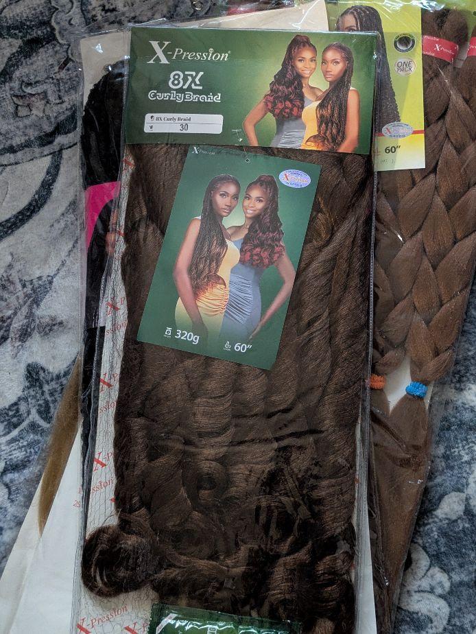 Hair Attachments, curls ,kinky etc all products  used for braiding.