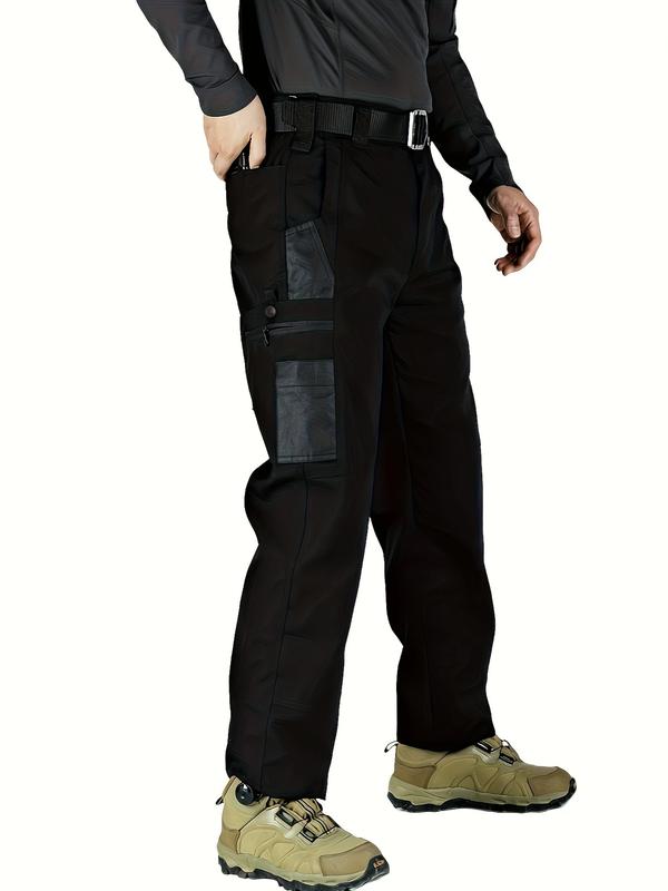 HOMUG Men's Solid Color Waterproof Tactical Work Pants - 3-Piece Set, Belt-Free, Multi-Pocket, Durable Outdoor Hiking & Casual Pants (Regular Fit)