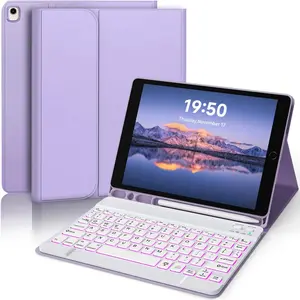 for iPad 9th 8th 7th Generation Case with Keyboard 10.2" - 7 Color Backlit  Detachable Folio Keyboard Cover with Pencil Holder, Compatible with iPad Pro 10.5"/Air 3rd Gen ()