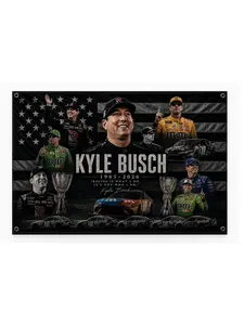Kyle Busch Tribute Racing Flag, Vintage NASCAR Inspired Wall Tapestry, Memorial Race Car Banner, Motorsport Fan Garage Decor 3x5FT Open For Sale!