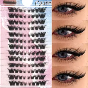 DIY Cross-Curl Eyelash Clusters, Mixed Lengths 6-14mm, Soft Stems, Reusable, Easy Application, Perfect for Daily Wear, Dates, Parties