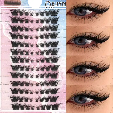 DIY Cross-Curl Eyelash Clusters, Dramatic Volume Eyelash, Volume Lash Clusters, Fake Eyelashes Clusters, Voluminous False Eyelashes, Mixed Lengths 6-14mm, Soft Stems, Reusable, Easy Application, Perfect for Daily Wear, Dates, Parties