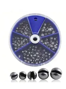 205pcs Premium Lead Sinkers With Convenient Storage Box - 5 Round Sizes For Accurate Casting And Deep Water Fishing