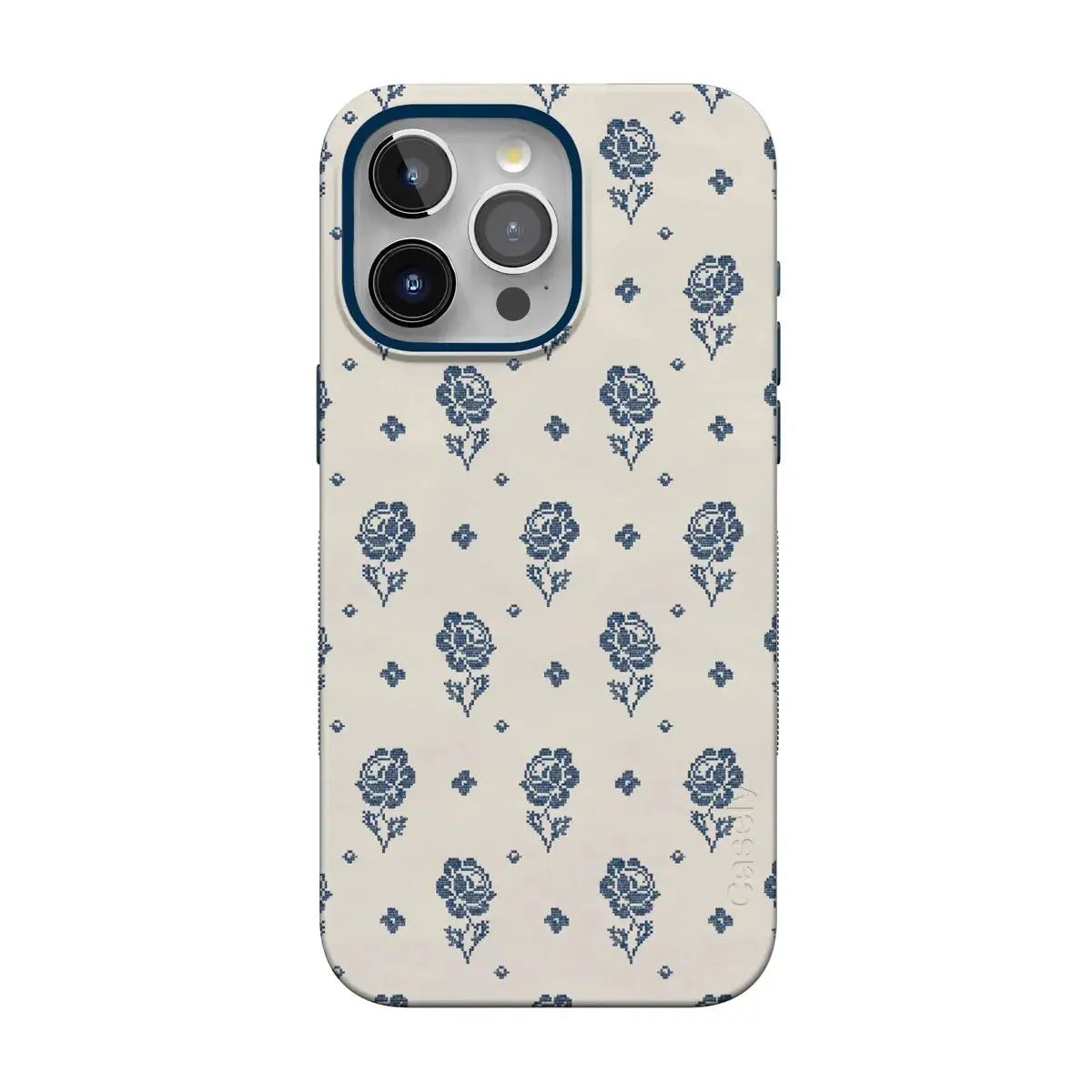 Casely iPhone 15 Pro Max Case | Seaside Stitch | Vintage Roses | Bold Protective Design | Compatible with MagSafe