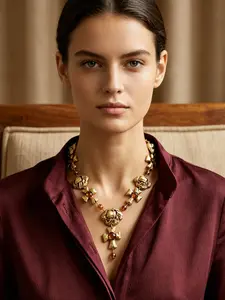 This vintage vintage vintage gold cross amber necklace features irregular textured gold accents paired with amber crystals, making it suitable for daily wear, vacation dates, and other occasions. It is also a surprising and exquisite small gift.