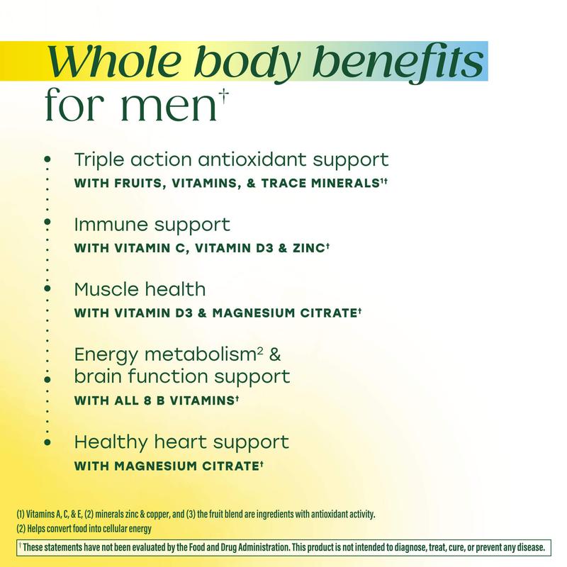 MegaFood Men's Whole Body Multi Gummy | 20 Nutrients, plus real food, Delicious Strawberry Flavor, Gluten Free, Vegetarian, 30 Servings