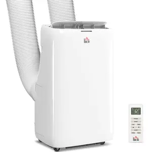 HOMCOM Dual Hose Portable Air Conditioner High Efficiency Inverter, 3-in-1 14000 BTU AC Unit with Cool, Dehumidifier, Fan, for Room up to 700 Sq. ft, Includes Remote & Window Kit