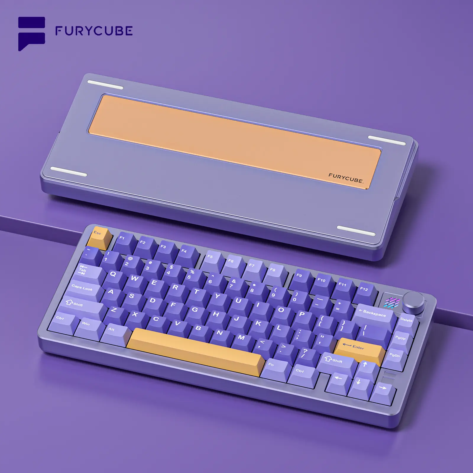 FURYCUBE F75s Wireless 75% Creamy Custom Mechanical Keyboard  CNC Aluminum Gasket Structure,5-Layer Dampening,Wireless(BT2.4G/USB-C),RGB Backlight,Hot swappable,Gaming Keyboard With Knobs,Office,Gifts