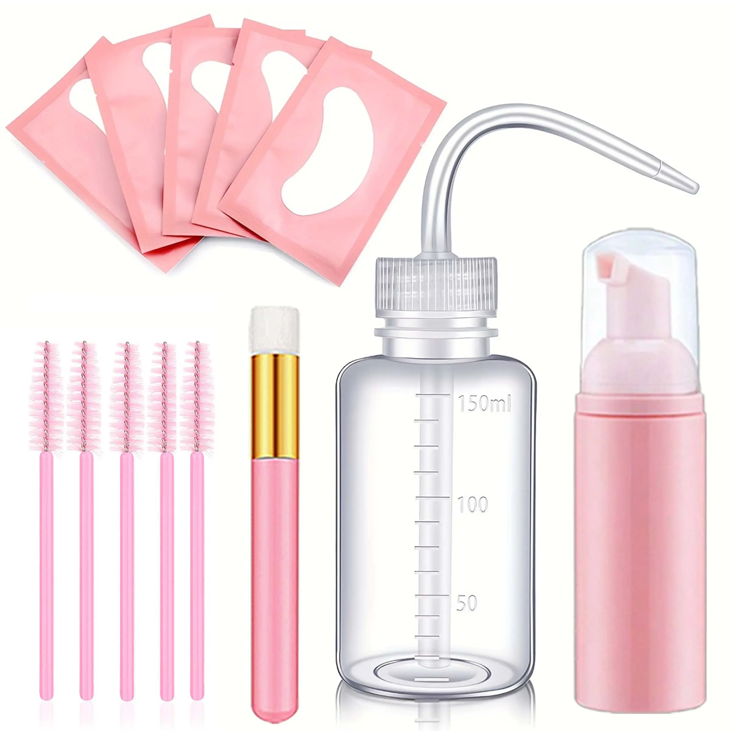 13-Piece Eyelash Extension Cleaning Kit, Includes Lash Tools, Hypoallergenic, Five-In-One Brush, Soap Foam Dispenser, Professional Makeup Beauty Tools Set