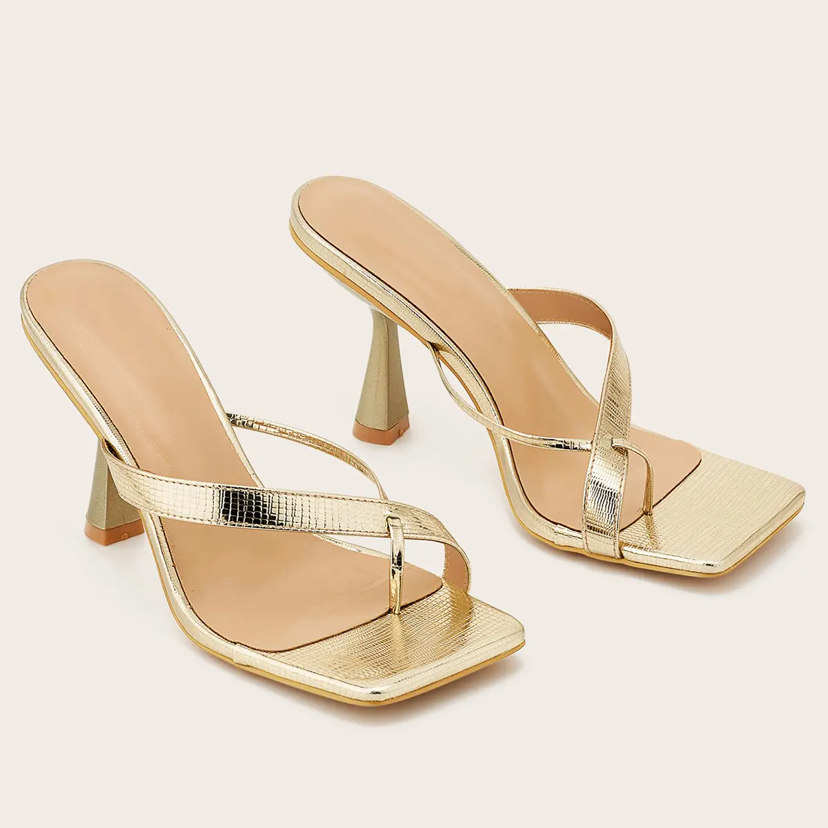 Women's Classic Leather Heeled Sandals - 1.8in Small Stable Wedge Heel, Square Open Toe Slip-On, Summer Daily Wear Shoe with Decorative Nail Design casual footwear