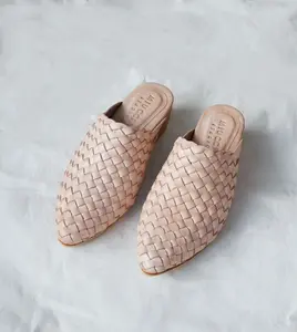 Gigi Handwoven Leather Mules, Handmade Leather Mules with 5 cm Heels