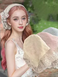 3pcs Lace Hairband Scarf, Farmhouse Style Triangle Headscarf, Beach Atmosphere Fashion Accessory, All Seasons Casual Wear, Fashion Hair Scarves