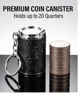 Creative, personalized coin storage tube keychain; metal coin storage jar; coin storage box; stylish, portable key pendant; fun fingertip stress-relief coin storage tube; gifts for children; commemorative gifts for birthdays, New Year’s Day, Valentine’s D