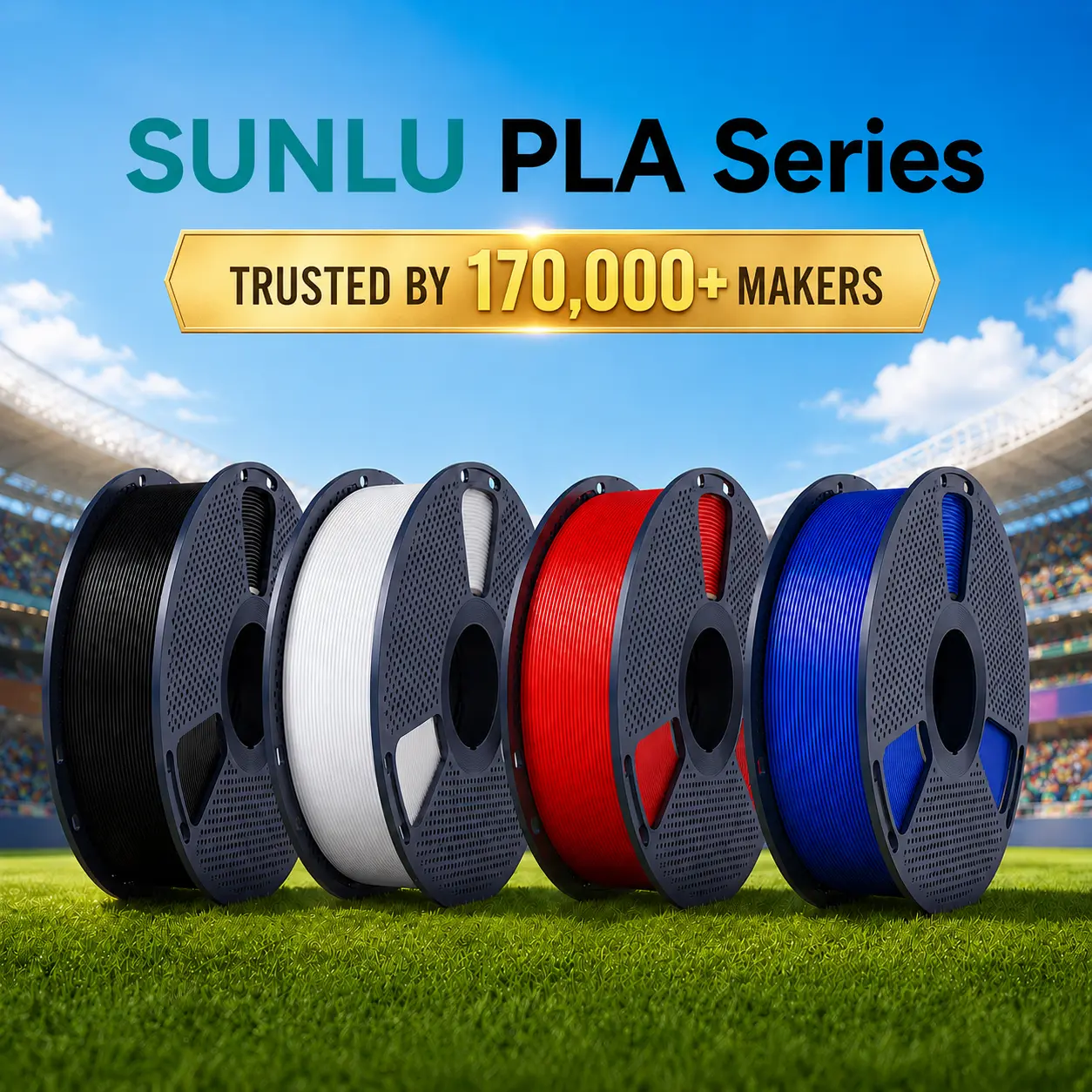 SUNLU PLA Filament 1.75mm, Vibrant Colors, Smooth & Reliable 3D Printer Filament for Models, Crafts, Prototypes, Compatible with FDM Printers