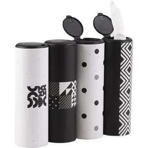 Car Tissue Holder with Facial Tissues Bulk - 4 PK Car Tissues Cylinder with Cap, Tissue Holder for Car, Travel Tissues for Car Cup Holder, Refill Car Tissue Box round Container
