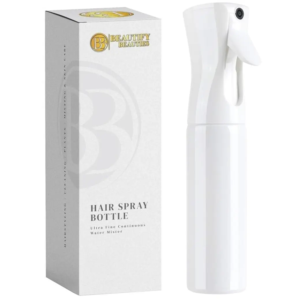 Beautifybeauties Hair Spray Bottle – Ultra Fine Continuous Water Mister for Hairstyling, Cleaning, Plants, Misting & Skin Care (White, 6.8 Ounces) BeautifyBeauties