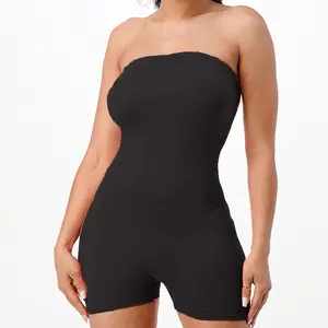 Women's Strapless Bodycon Tube Romper in Cotton Blend for All-Day Comfort