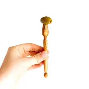 Olive Wood Pickle Fork - Wooden Olive Pick for Serving Relishes, Pickles, Olives - Fork for Charcuterie Boards by Vesper & Vine