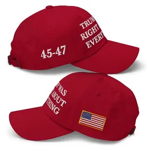 Trumm Was Right About Everything Embroidered Cap, Relaxed Fit Adjustable Baseball Hat, Vintage MAGA 45-47 Hat, Truump Hat, Embroiderry Was Right About Everything Dad Cap
