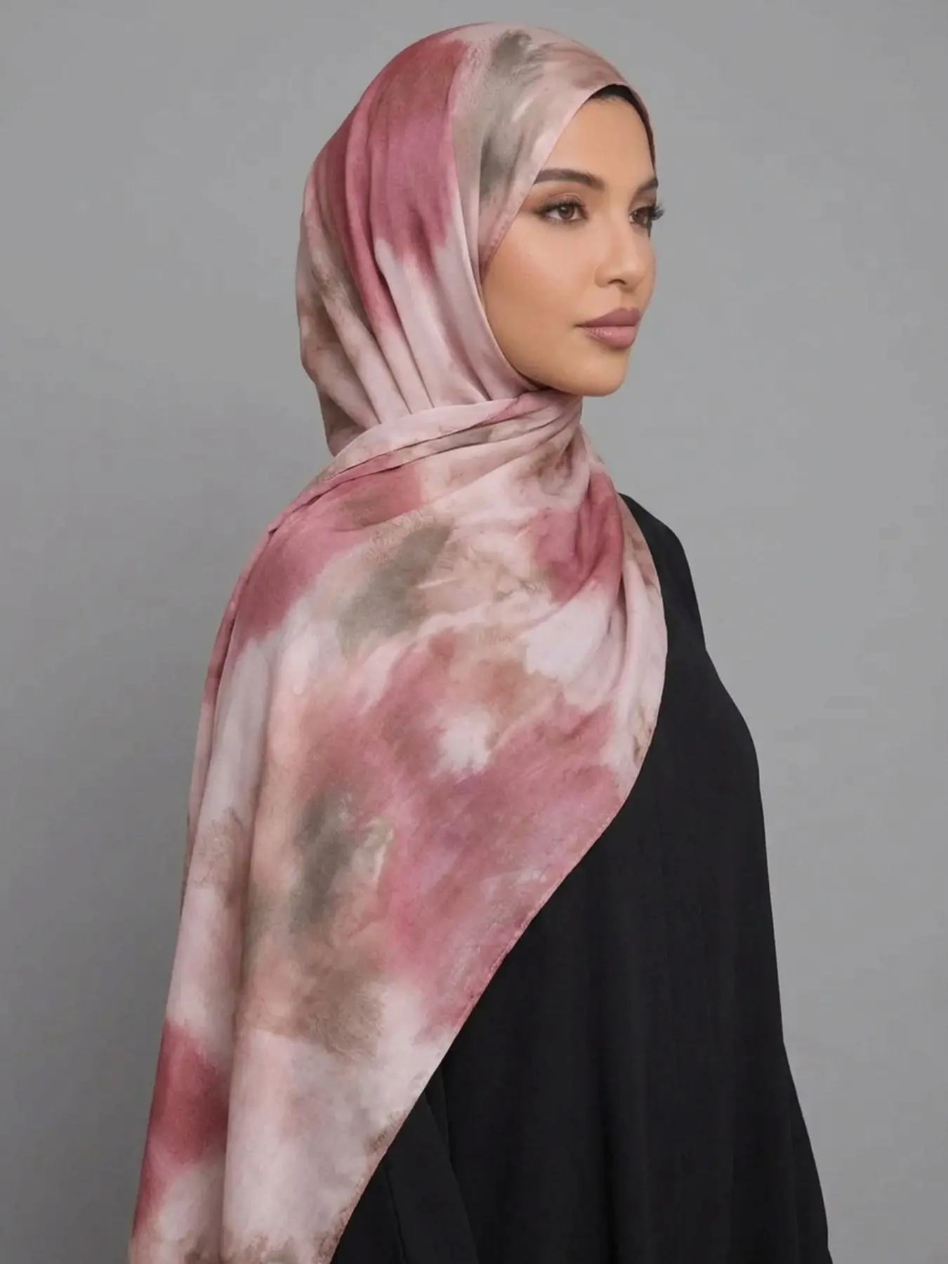 Women's Bohemian Floral Print Layered Hijab Headscarf, Sun Protection Multicolor Scarf, Elegant Versatile Shawl, Breathable Soft Fashion Long Wrap, Tignon Scarf