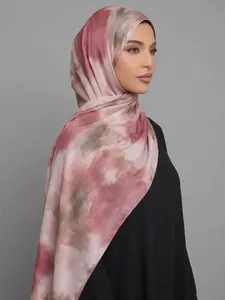 Women's Bohemian Floral Print Layered Hijab Headscarf, Sun Protection Multicolor Scarf, Elegant Versatile Shawl, Breathable Soft Fashion Long Wrap