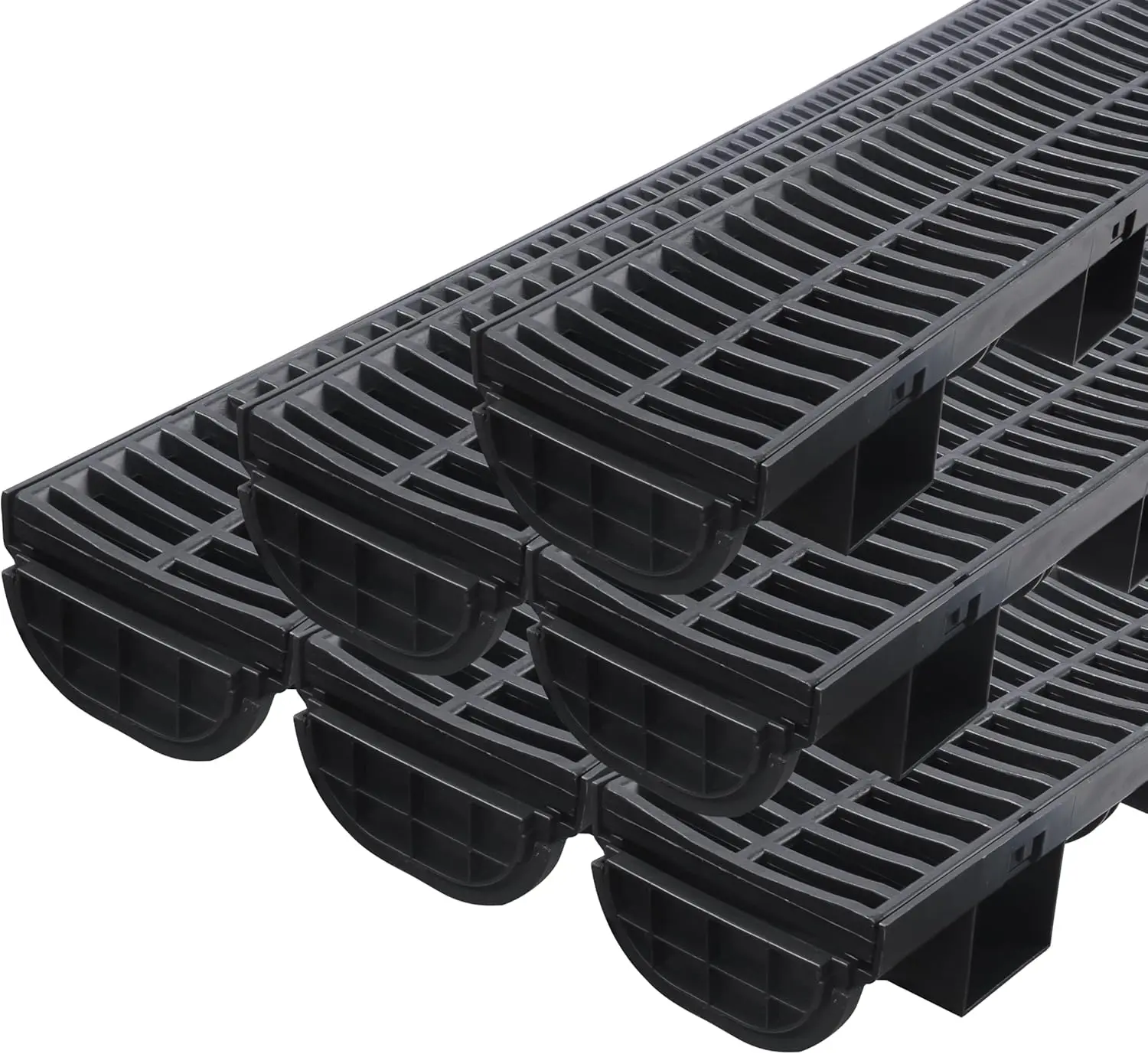 [Deals For You] Trench Drain System with Plastic Grate, 6 Packs HDPE Channel Drainage, 39.4" x 3.9" x 1.8" Garden Drain, Total Length 236.4 Inch for Driveway Yard Pool Sidewalk Patio (6, 3.9 x 1.8 Inch)