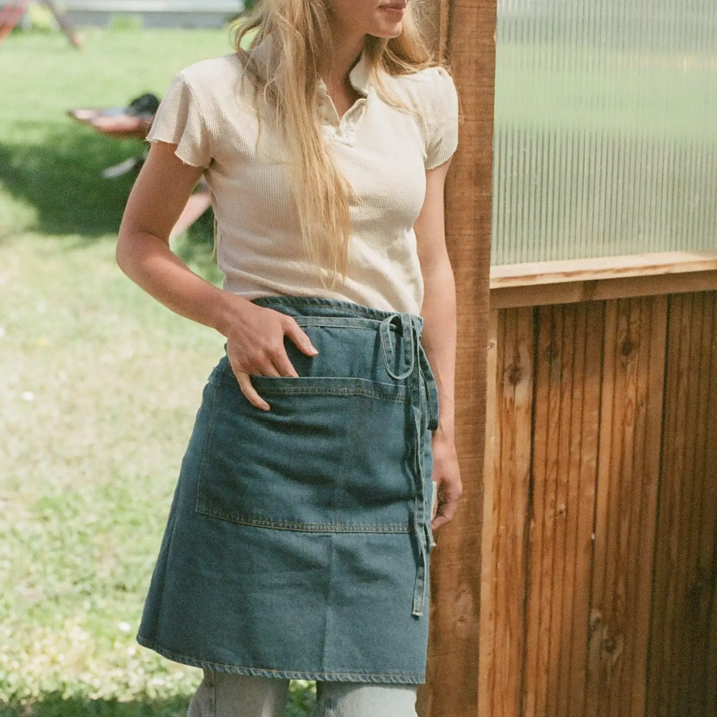 Denim Half Apron - From Kitchen to Garden Denim Half Apron - From Kitchen to Garden