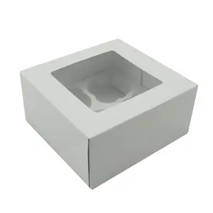 4 Cavity White Treat Boxes with Window, 3-Count - Perfect for Parties and Celebrations
