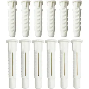 12PCS Concrete Wall Anchors for TV Mount, 10x50mm & 10x60mm Plastic Anchor Bolts for Cement/Brick Wall, 100% Virgin PP Heavy Duty Sleeves Fit M7/M8 Lag Bolts, for TV Mount/Shelving Installation
