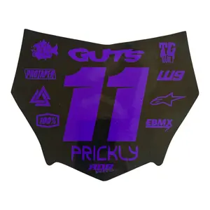 MotoCutz Style Number Plate Decal — 11 Logo — Purple